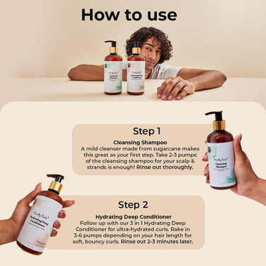 Fix My Curls Cleansing Shampoo & Hair Conditioner For Nourishing, & Moisturizing | Curly Hair & Wavy Hair | Anti Dandruff Shampoo & Conditioner| Tea Tree| Sulphate Free & Silicone Free | 250ml each